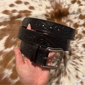 Black Embossed Leather Belt